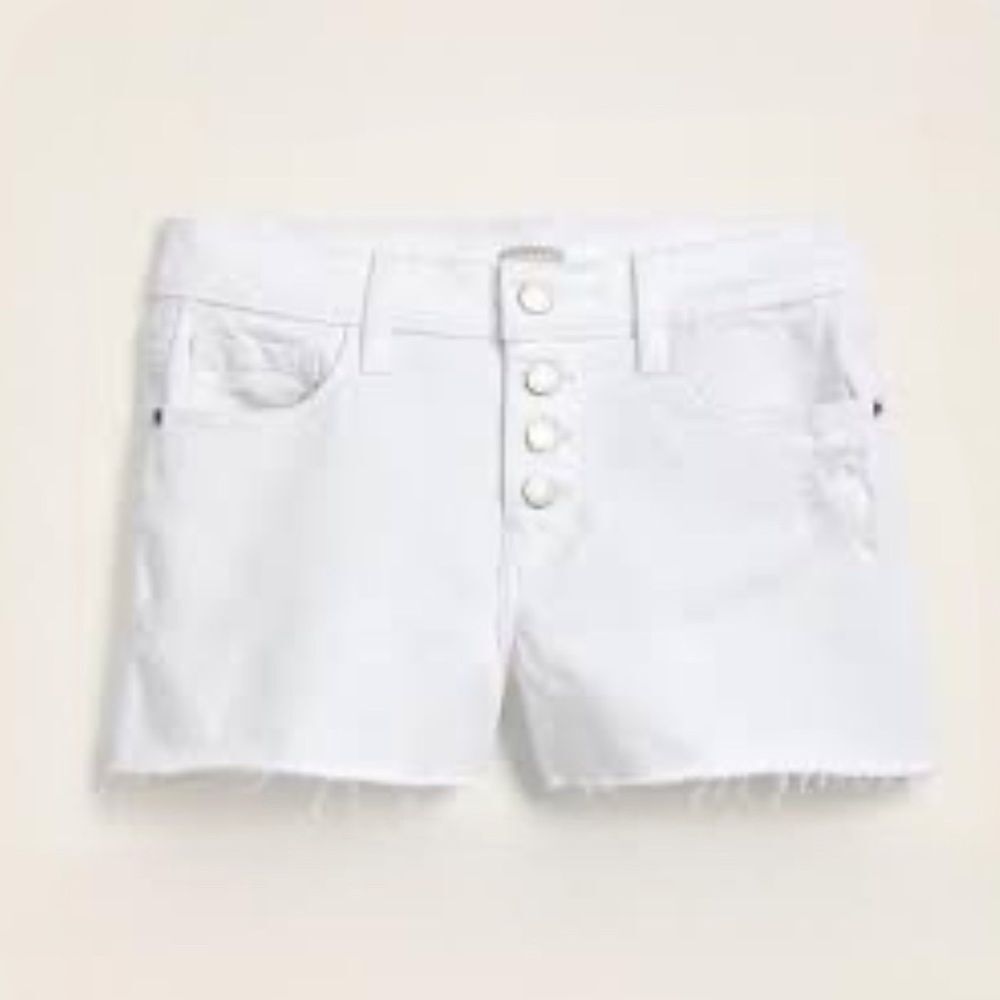 Old Navy Boyfriend Mid-Rise Calla Lilly White Cut Off Destroyed Jean Shorts 6
